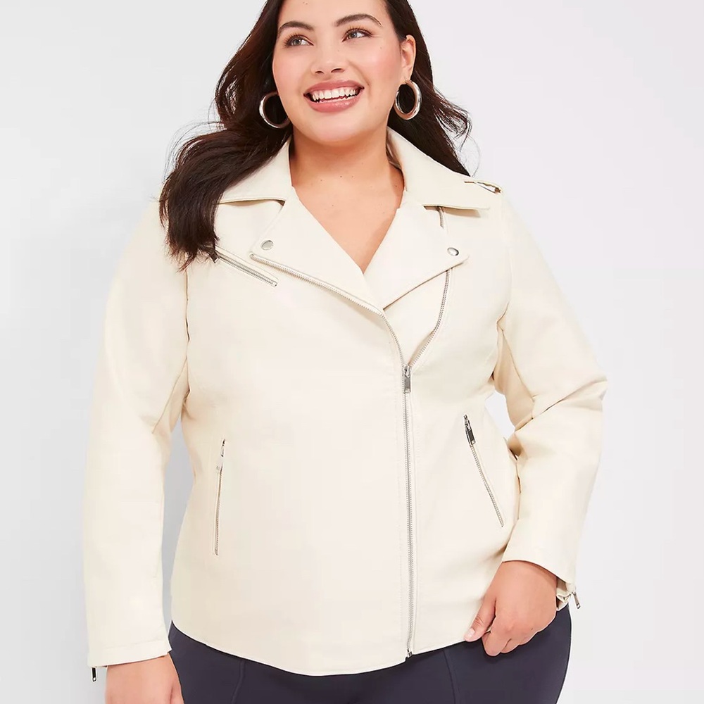Lane Bryant Cream Faux Leather Jacket NWT
